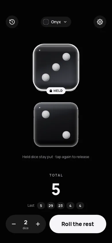 A held die marked Held